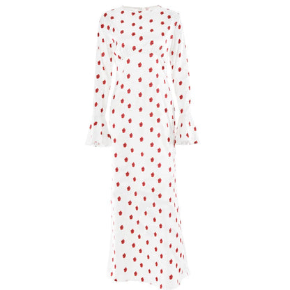 Long flared sleeve flower print zip-up maxi dress