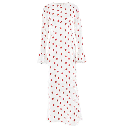 Long flared sleeve flower print zip-up maxi dress