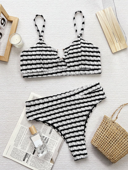 Black & White Cutout Swimsuit Set Bikini