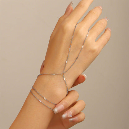 Simple Bead Accent Layered Finger Bracelet