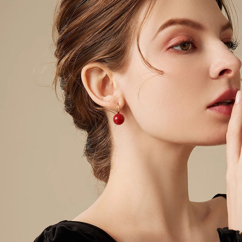 Red Cinnabar Hypoallergenic Hook Earrings