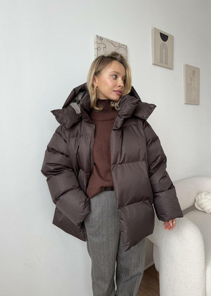 Oversized Puffer Jacket - Burgundy