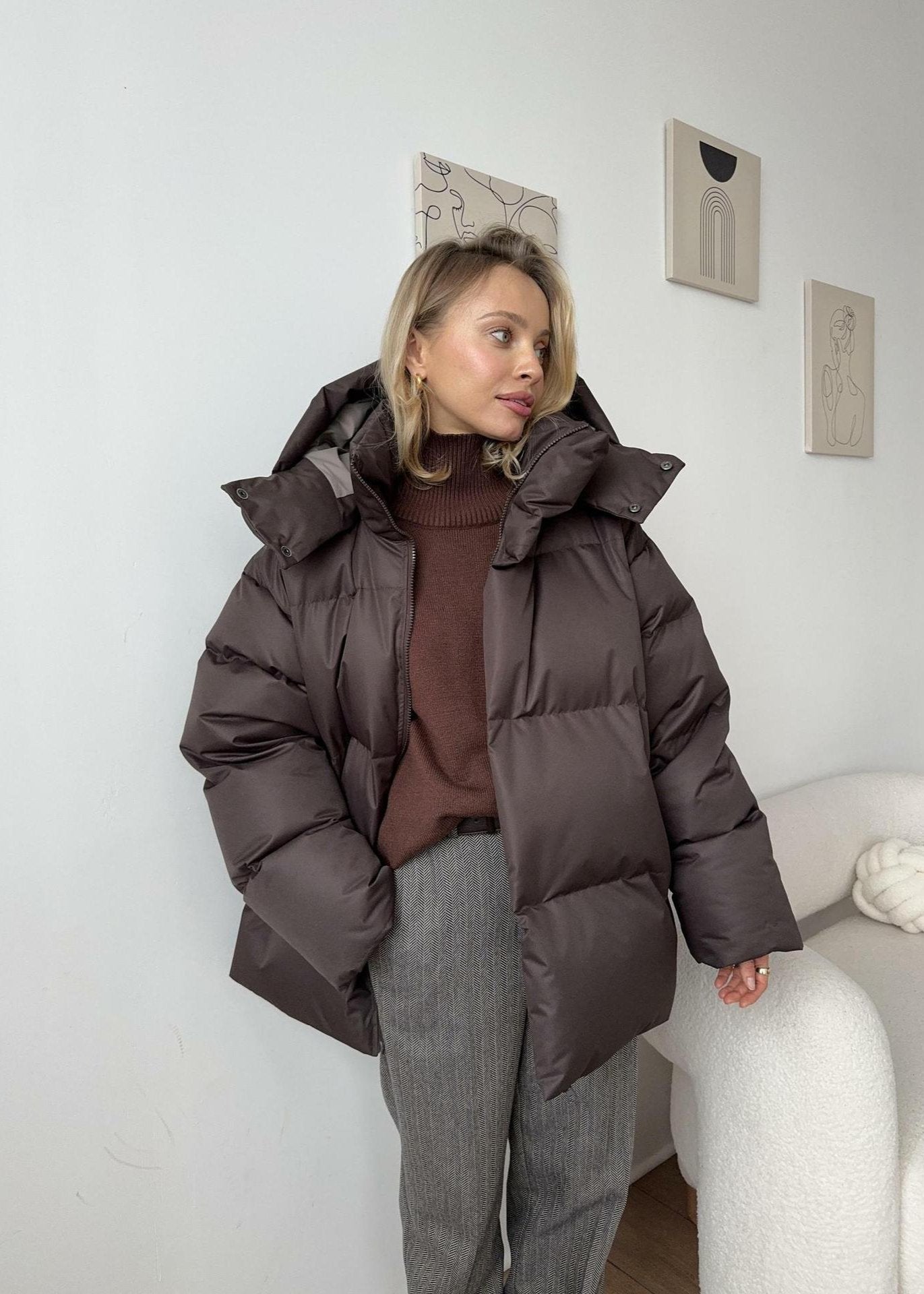 Oversized Puffer Jacket - Burgundy