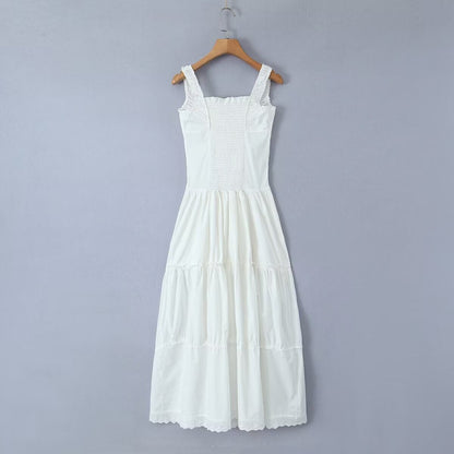 White – Slim-Fit Patchwork Cami Dress