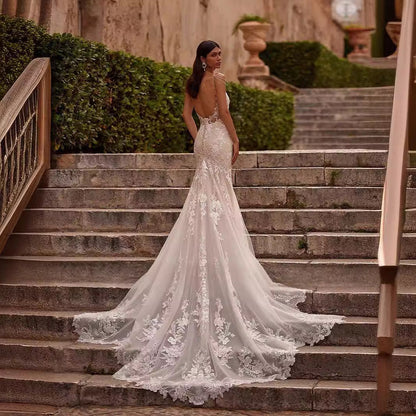 Strapless Lace Mermaid Evening Wedding Dress