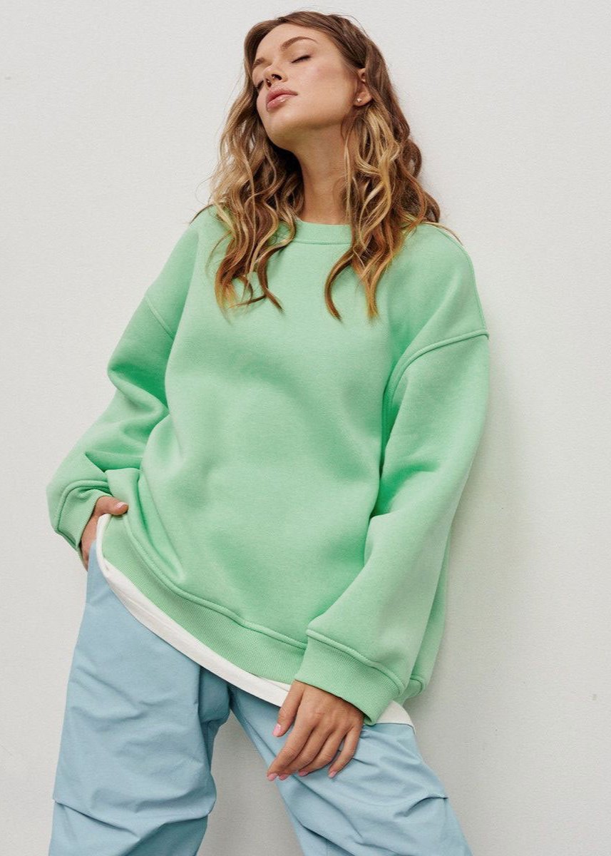 Oversized Green Sweatshirt - Relaxed Street Style