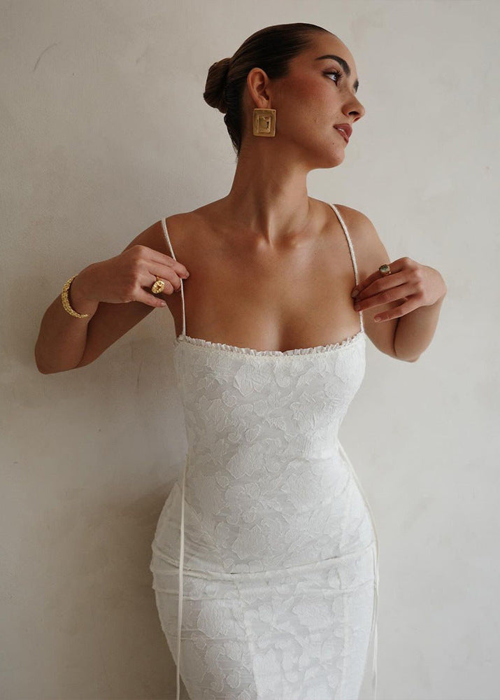 Seraphina - Lace-Back Satin Maxi Dress