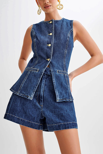 Abel Denim High Waist Relaxed Fit Shorts