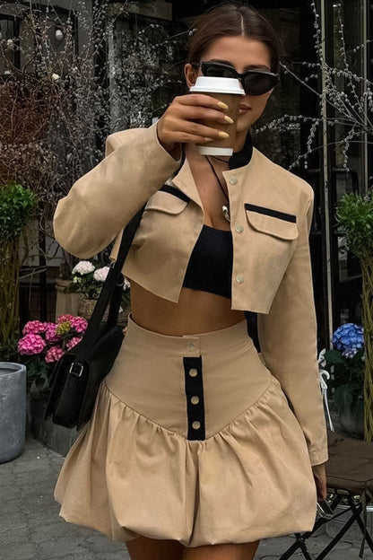 Madeline Cropped Jacket & Bubble Skirt Set