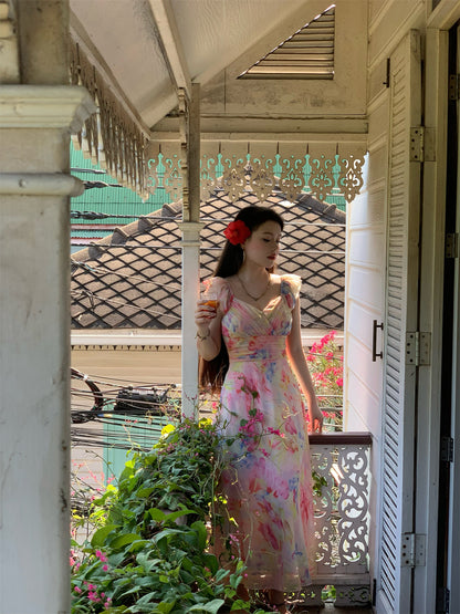 Rainbow Sugar Color Splash Dress Playful Printed Gown for Summer 2025