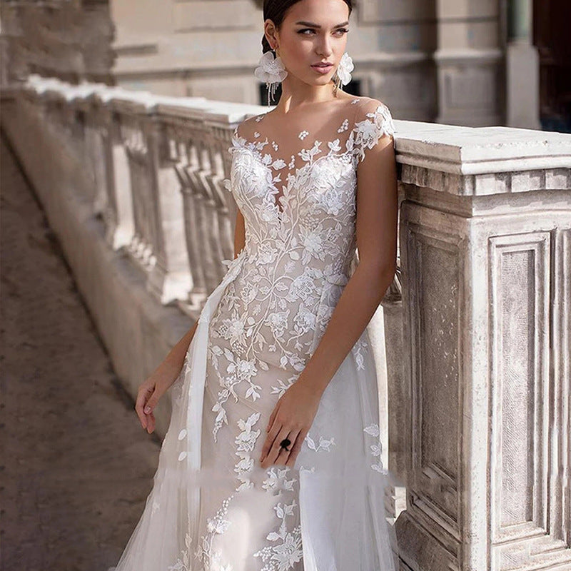 Lace Round Neck Two-Way Wedding Dress