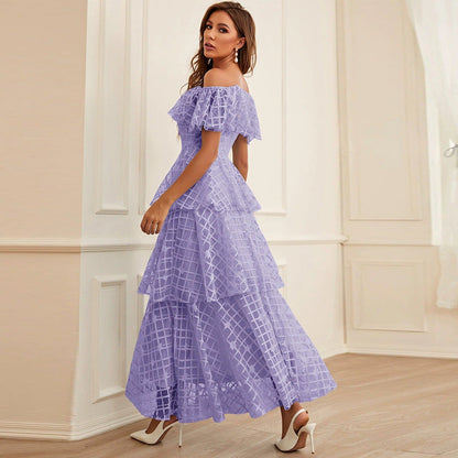 Maxi Dress High Waist off Neck Slim Elegant Dress