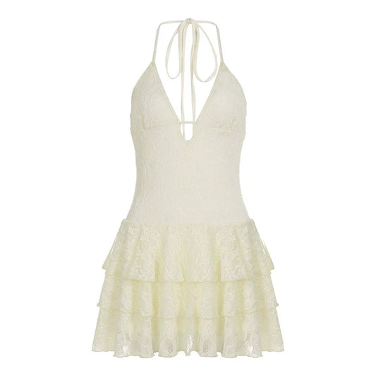 Adaley Lace Tiered Mini Dress