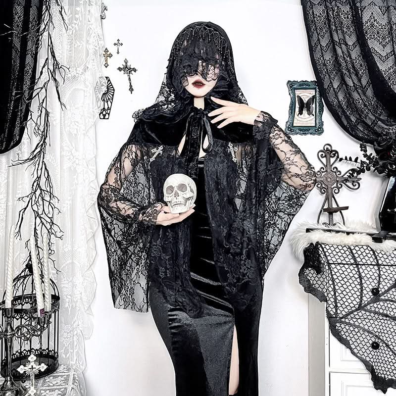 Hoodie velvet lace self tie beaded shrug top