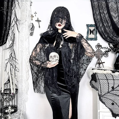 Hoodie velvet lace self tie beaded shrug top