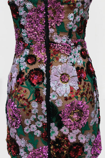 Zaelyx Pink Sequin Multi Mini Dress
