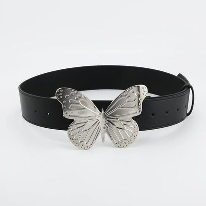 Butterfly decor PU leather belt