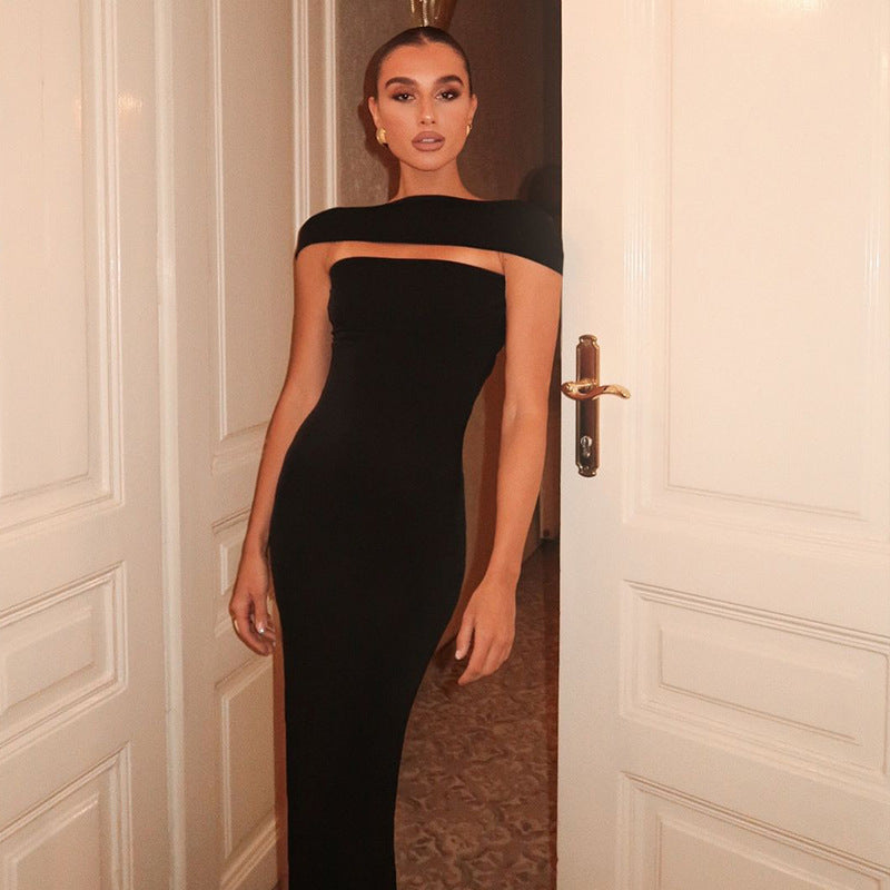 Off Shoulder Bandeau Cutout Bodycon Midi Dress