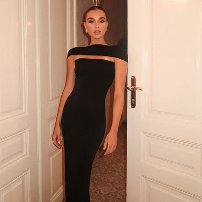 Off Shoulder Bandeau Cutout Bodycon Midi Dress