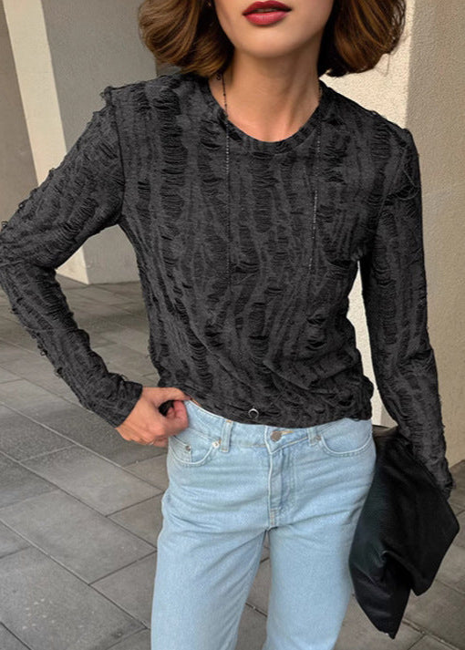 Rhea - Textured Long-Sleeve Top