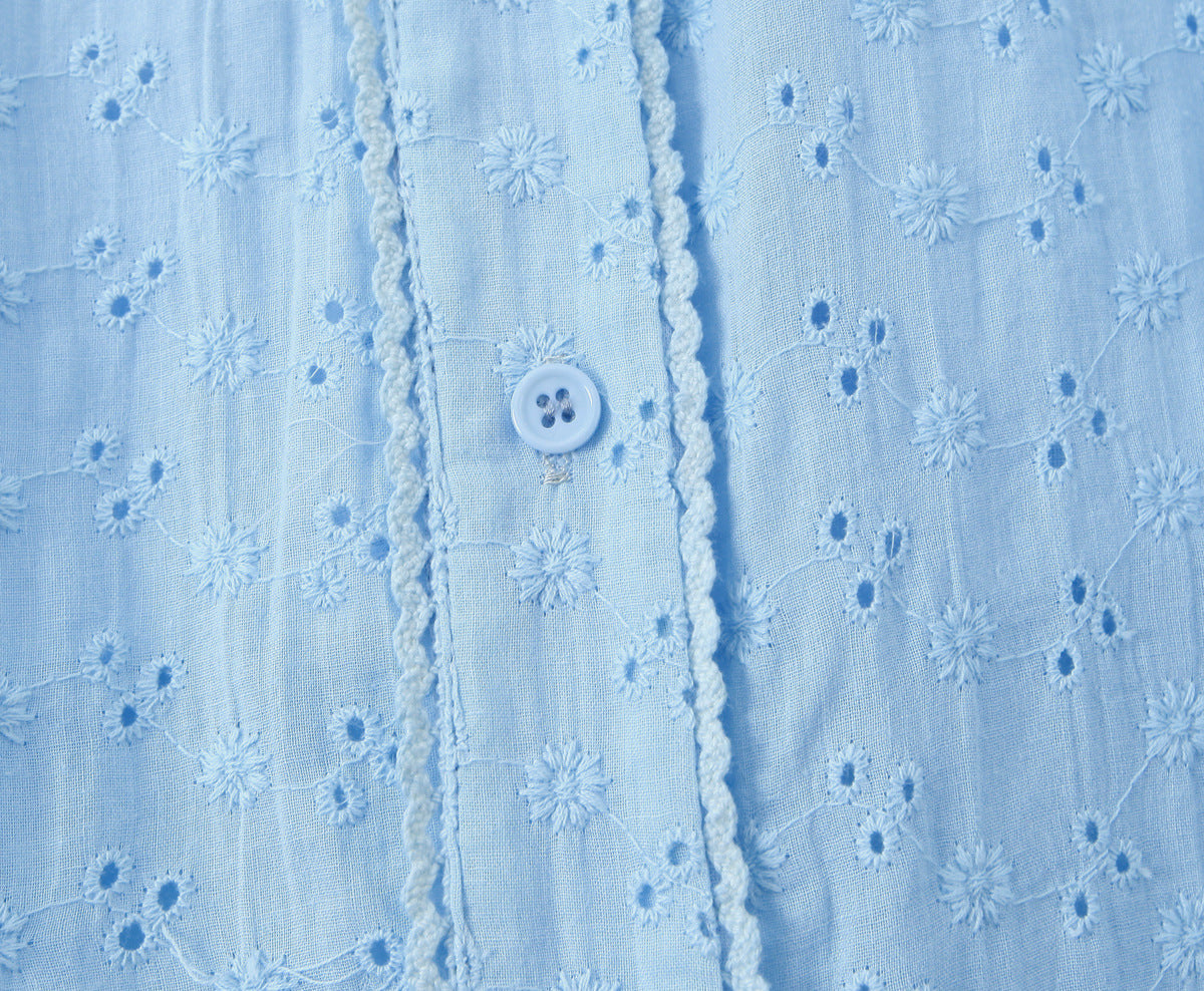 Blue – Embroidered Patchwork Spaghetti Strap Dress