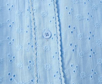 Blue – Embroidered Patchwork Spaghetti Strap Dress