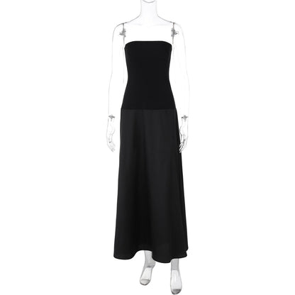 Tube Top Dress Slim Fitting Patchwork Dress