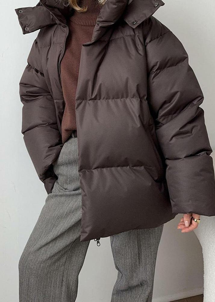 Oversized Puffer Jacket - Burgundy