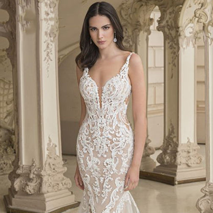 Satin Mermaid Strap Wedding Dress