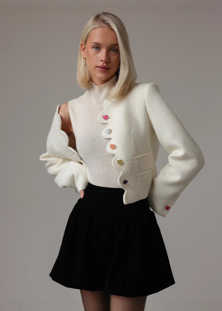 Amora Heart Button Wool Jacket