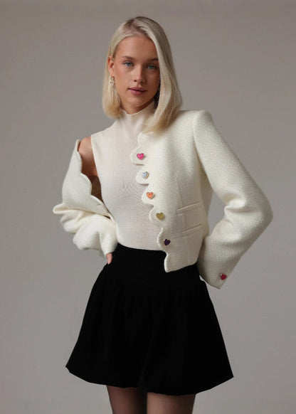 Amora Heart Button Wool Jacket