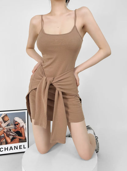 Khaki – Sleeveless Mini Cami Dress