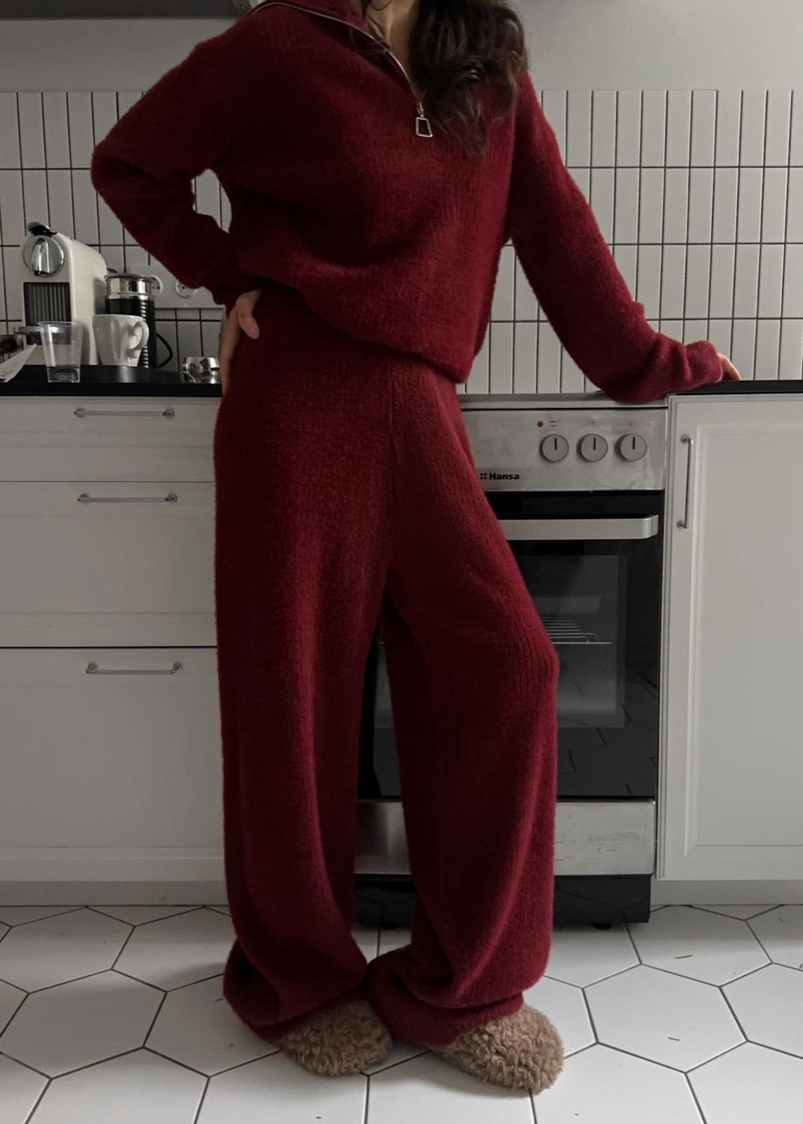 Livia - Cozy Knit Half-Zip Lounge Set