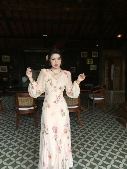 Soft Peach Mist Maxi Dress Gentle Romantic Look for SpringSummer 2025 gunne sax vintage dress