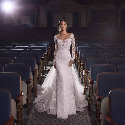 Off-Shoulder Lace Mermaid Bridal Wedding Dress