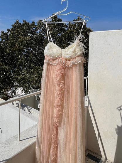 Glimmering Tulle Fairycore Sequin Maxi Dress Dreamy Resort Gown