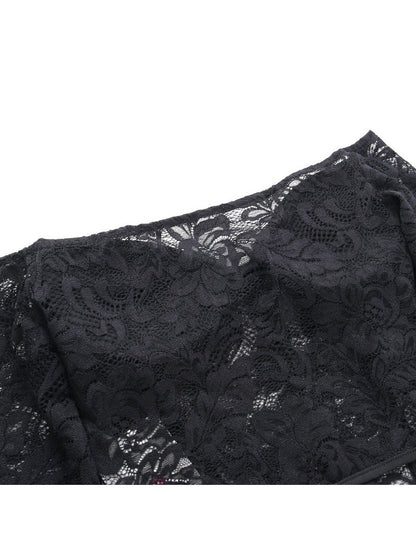 See through Push up Off Shoulder Lace Waist Full Sleeves Top