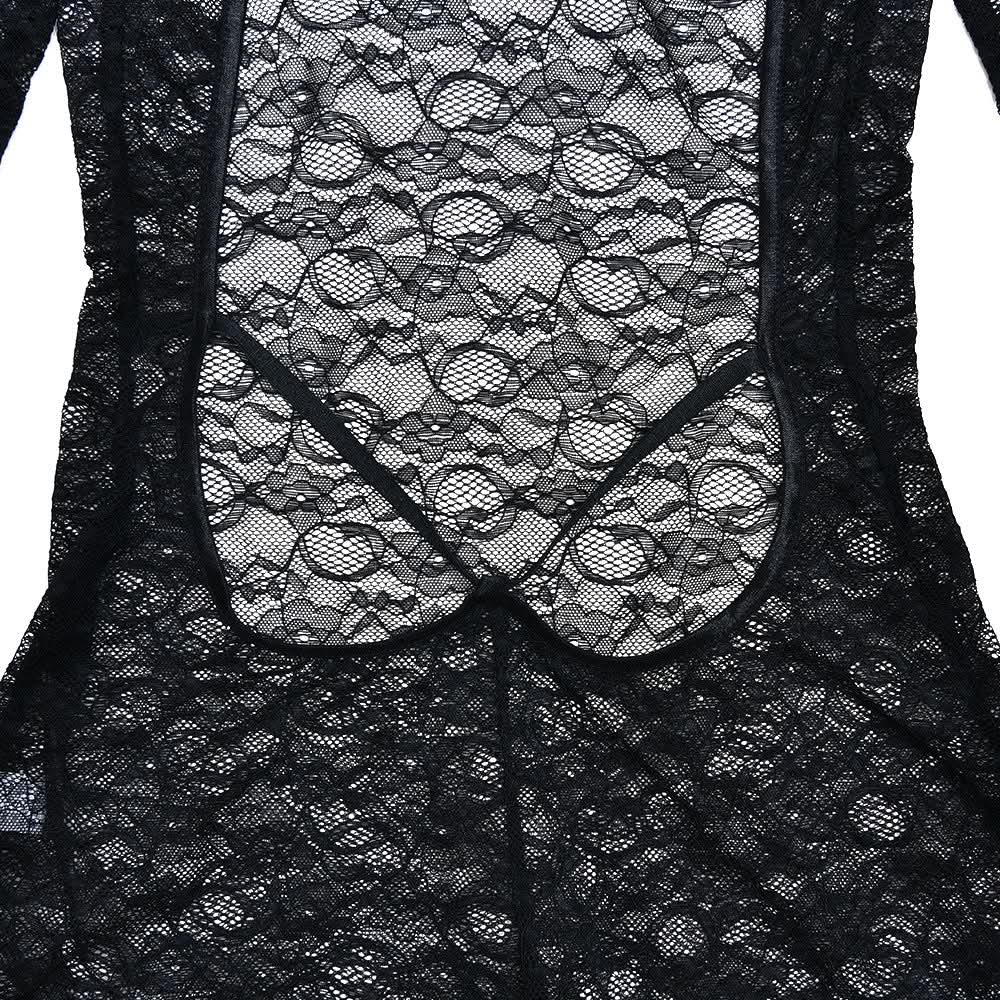 High neck long sleeve lace backless jumpsuit