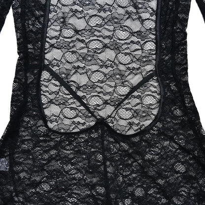 High neck long sleeve lace backless jumpsuit