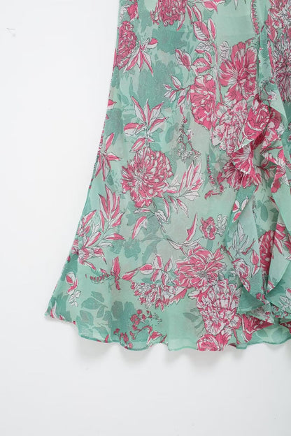 Sabina Floral Printed Spaghetti Strap Maxi Dress