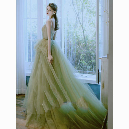 Green Forest-Inspired Graduation Dress Elegant Host Dress