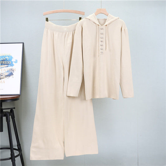 Apricot - Fashion Knitted Sweater Two Piece Set