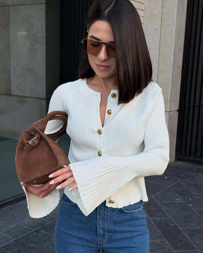 Rey Ribbed Polo Knit Top