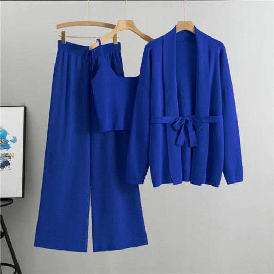 Blue – Cardigan Jacket & Camisole Three Piece Set