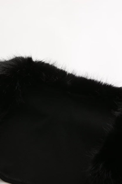 Apphia Crop Faux Fur Blouse & Corset Two Piece Set