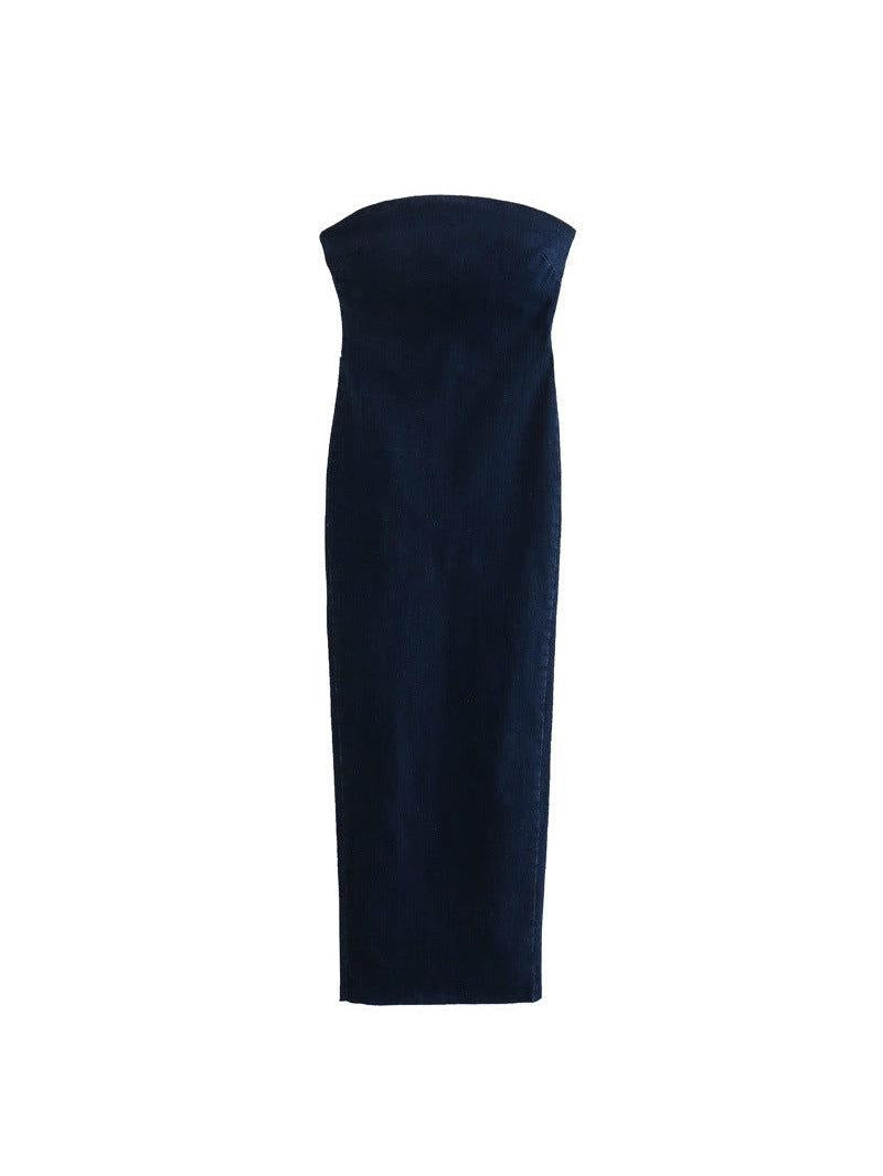 Denim Off Shoulder Tube Dress