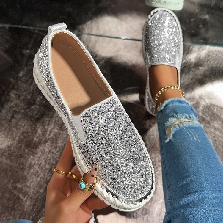 AmyVictoria | Chic Glitter Decorated Slip-On Loafers