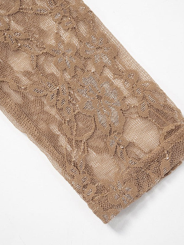 Crew Neck Patchwork Lace See Dress