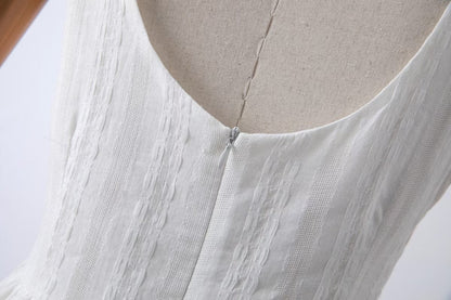 White – Vintage Jacquard Waist-Tightening Dress