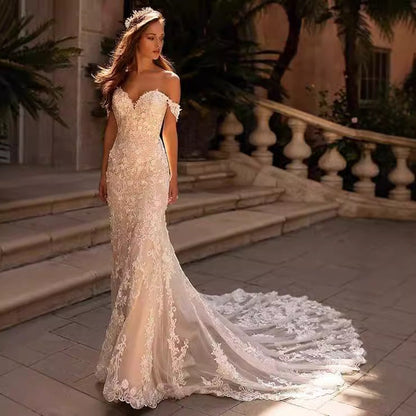 Lace Mermaid Outdoor Wedding Dress
